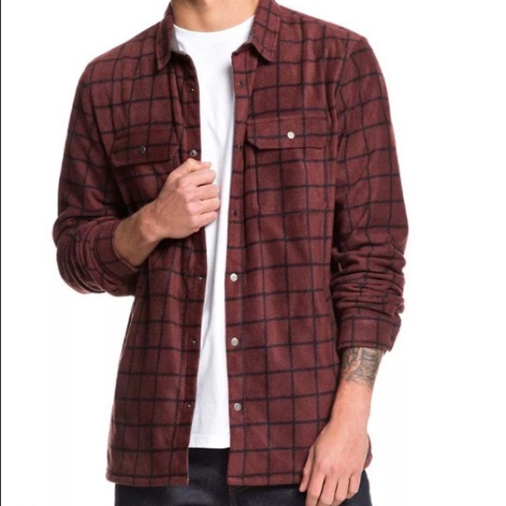 Quiksilver men’s polar fleece flannel surf days button down